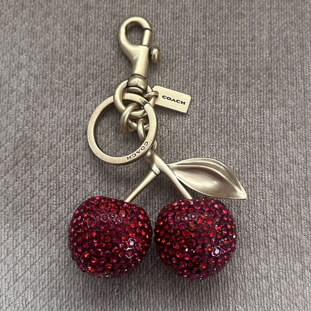 Coach Crystal Cherry Bag Charm Red Rhinestone Brass CCD32